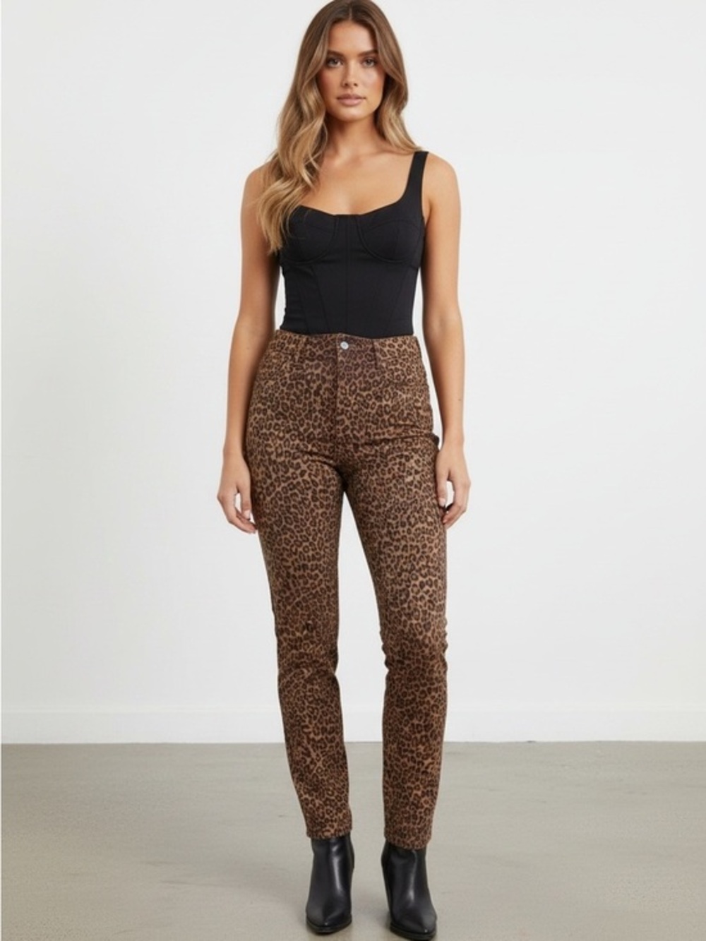 Leopard high waisted skinny jeans